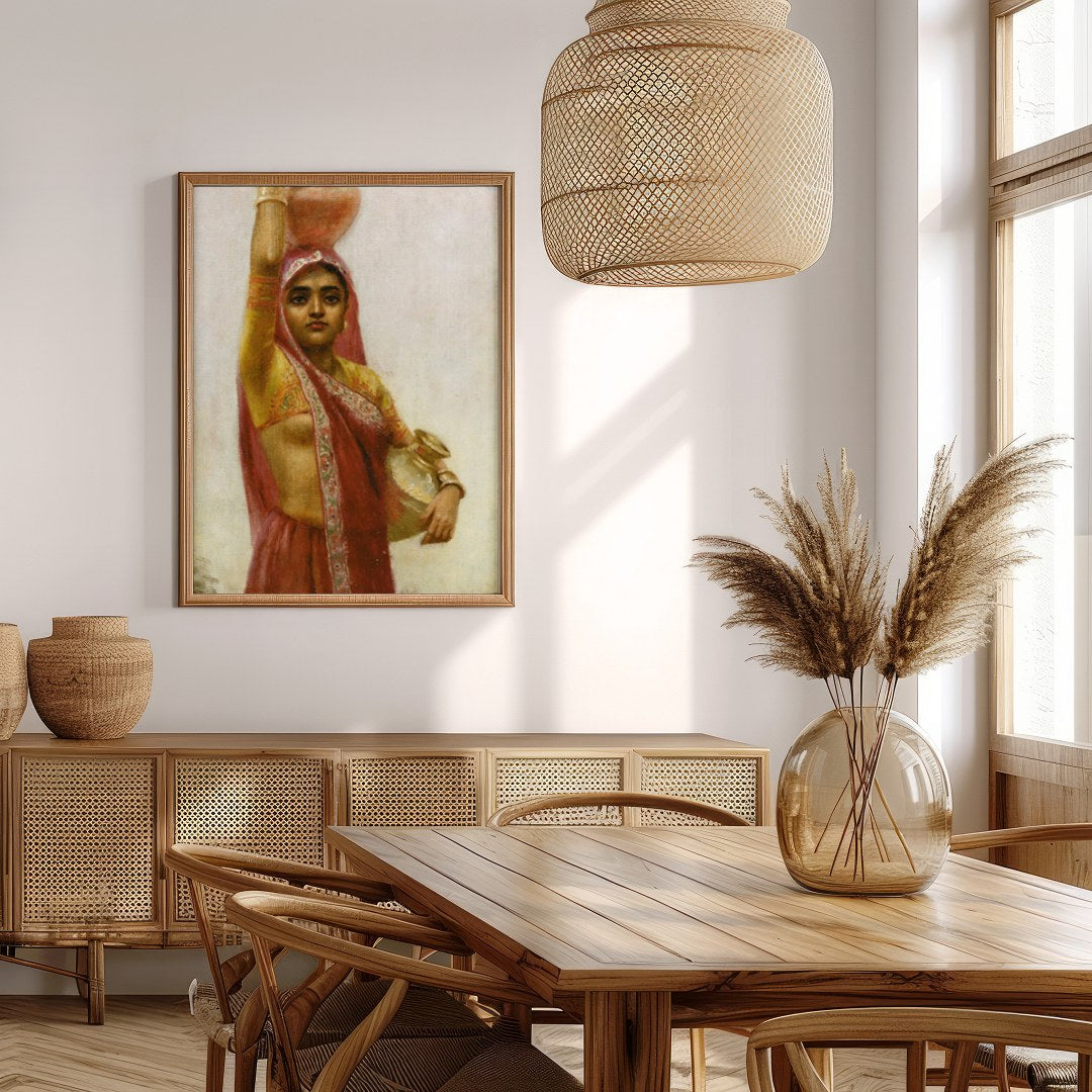 Captivate your space with this exquisite artwork depicting a woman in traditional attire gracefully for Extra Kitchen