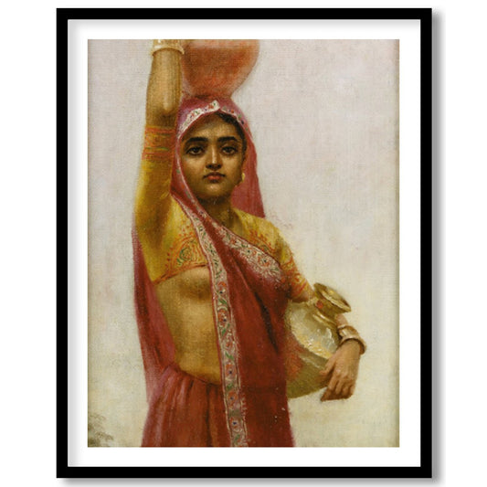 Captivate your space with this exquisite artwork depicting a woman in traditional attire gracefully for sanctuary