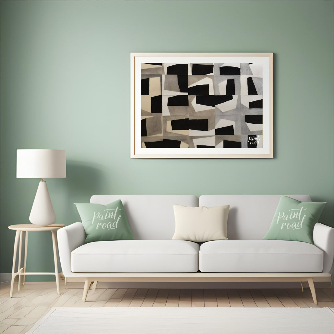 """Grid Fragmentations"" presents a compelling study in geometric abstraction and tonal contrast. T… for living room