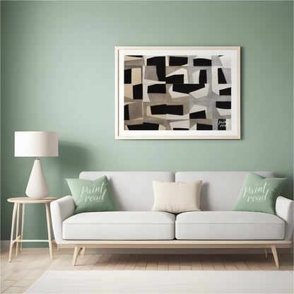 """Grid Fragmentations"" presents a compelling study in geometric abstraction and tonal contrast. T… for living room