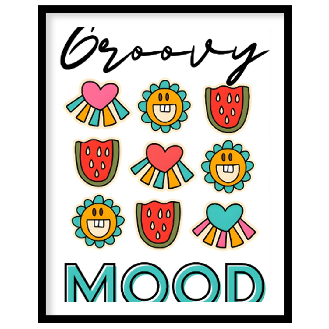 This vibrant and cheerful art print is a celebration of all things “groovy,” featuring a playful gr… for lovely house