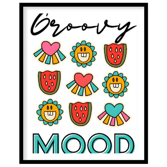 This vibrant and cheerful art print is a celebration of all things “groovy,” featuring a playful gr… for lovely house