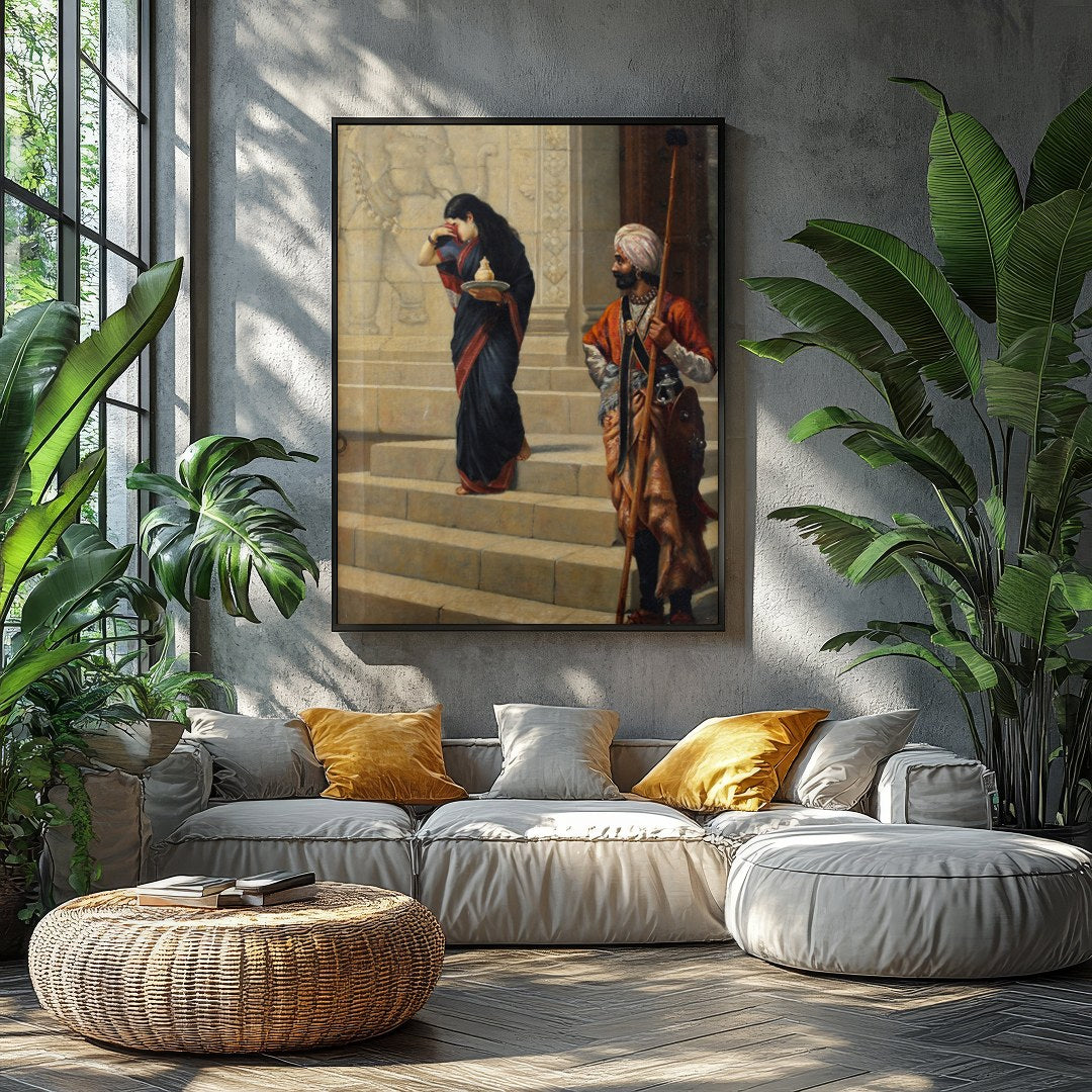 This captivating artwork depicts a moment steeped in cultural history, showcasing intricate for Balcony