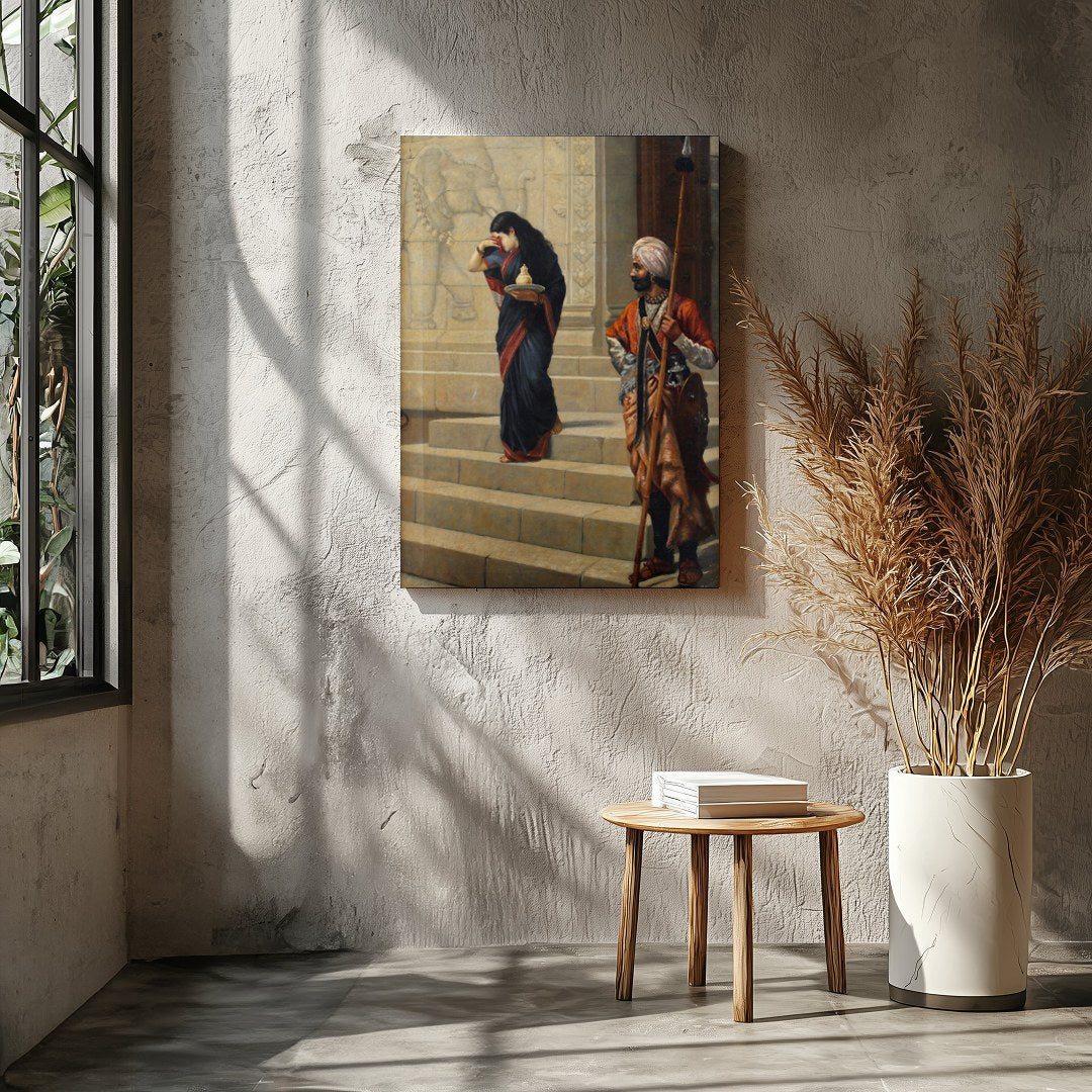 This captivating artwork depicts a moment steeped in cultural history, showcasing intricate for Entrance