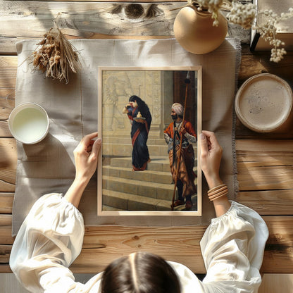 This captivating artwork depicts a moment steeped in cultural history, showcasing intricate for Kitchen