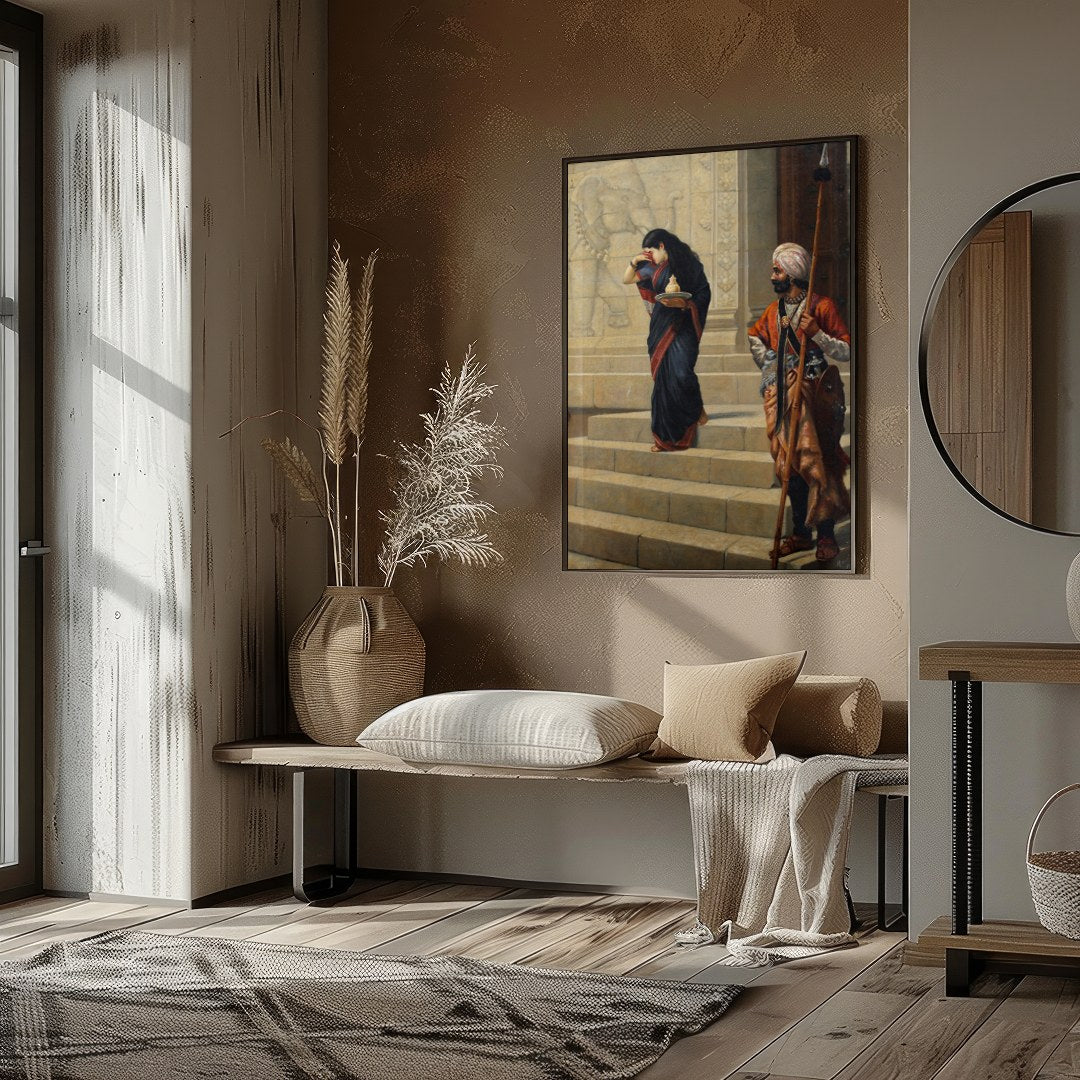 This captivating artwork depicts a moment steeped in cultural history, showcasing intricate for office