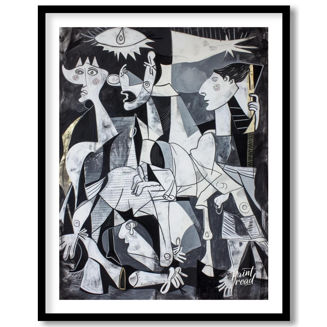 "This painting, inspired by Picasso's iconic work ""Guernica,"" presents a modern interpretation of… for lovely house