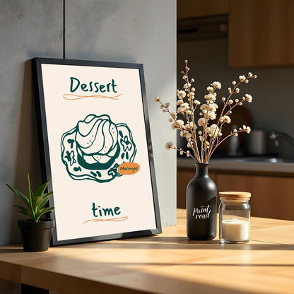This bold and appetizing poster showcases a line art illustration of a steak on a grill pan, accomp… for kitchen