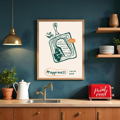 This bold and appetizing poster showcases a line art illustration of a steak on a grill pan, accomp… for kitchen