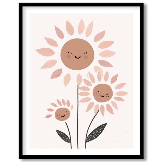 This delightful and modern illustration showcases a charming family of stylized daisies, each with … for lovely house