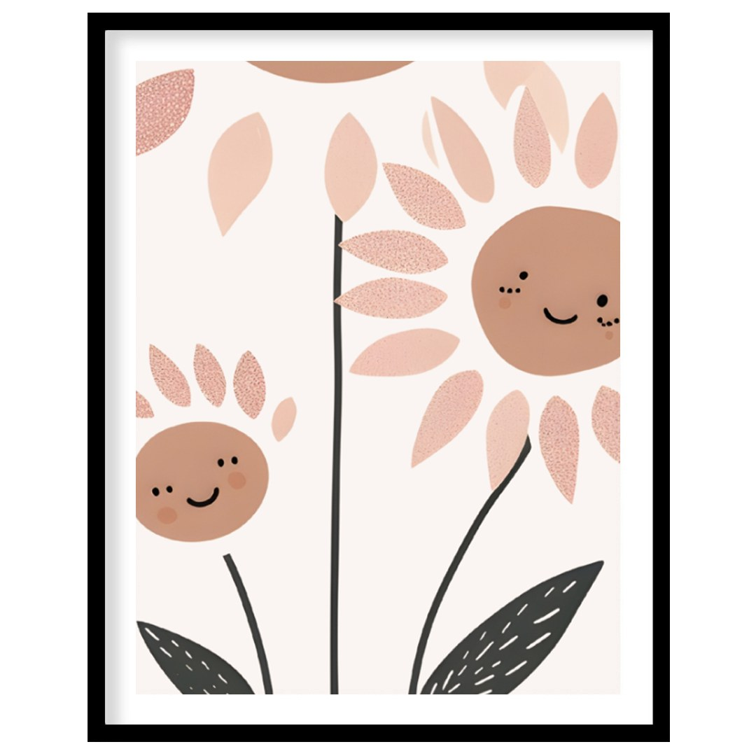 This delightful and modern illustration showcases a charming family of stylized daisies, each with … for lovely house