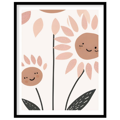 This delightful and modern illustration showcases a charming family of stylized daisies, each with … for lovely house