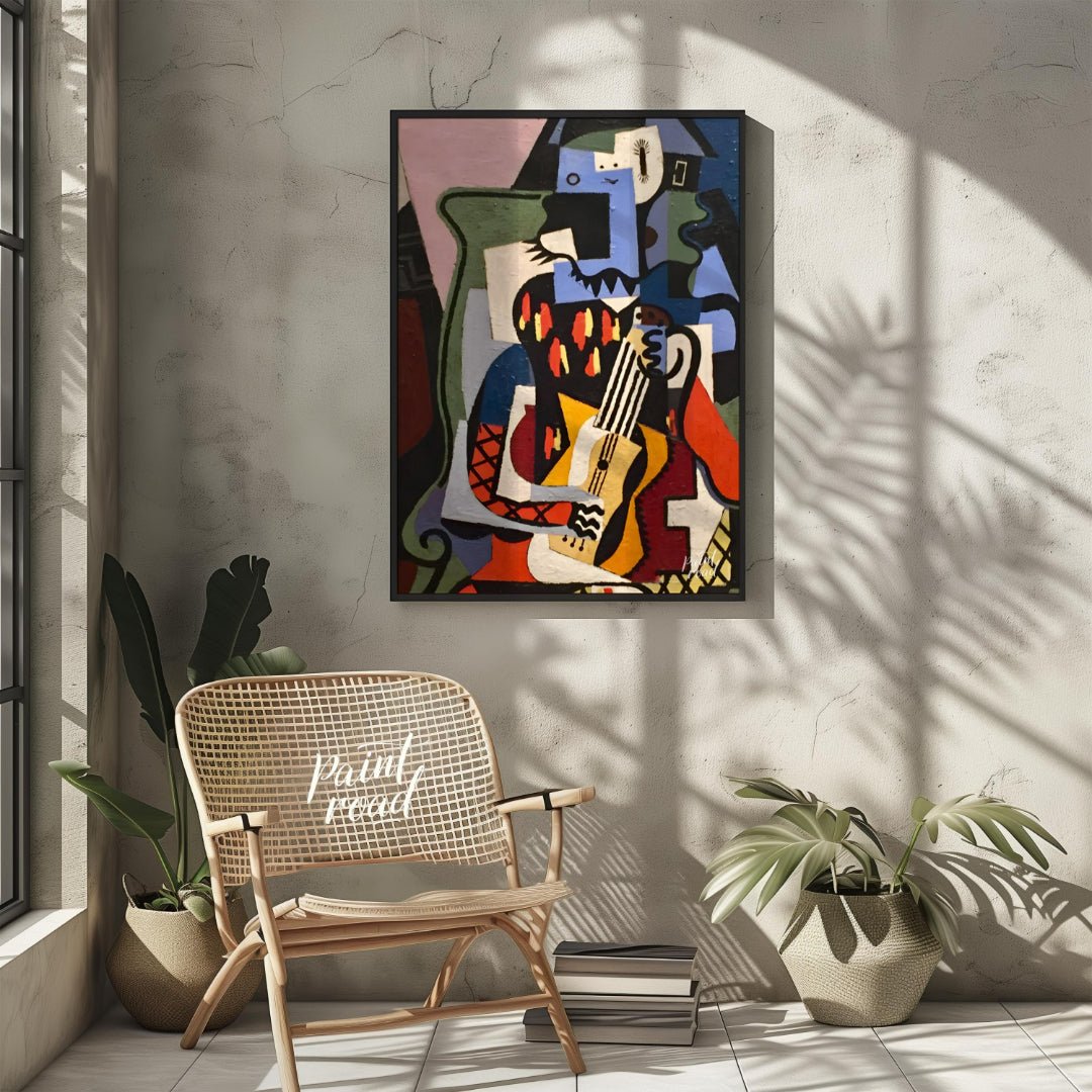 This Cubist masterpiece by Pablo Picasso, “Harlequin Musician,” exemplifies the artist’s exploratio… for other