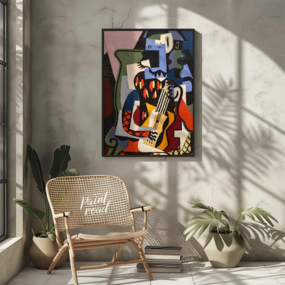 This Cubist masterpiece by Pablo Picasso, “Harlequin Musician,” exemplifies the artist’s exploratio… for other