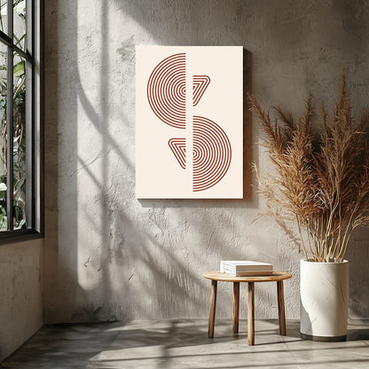 Elevate your space with this modern geometric wall art, featuring concentric circles and triangles for Entrance