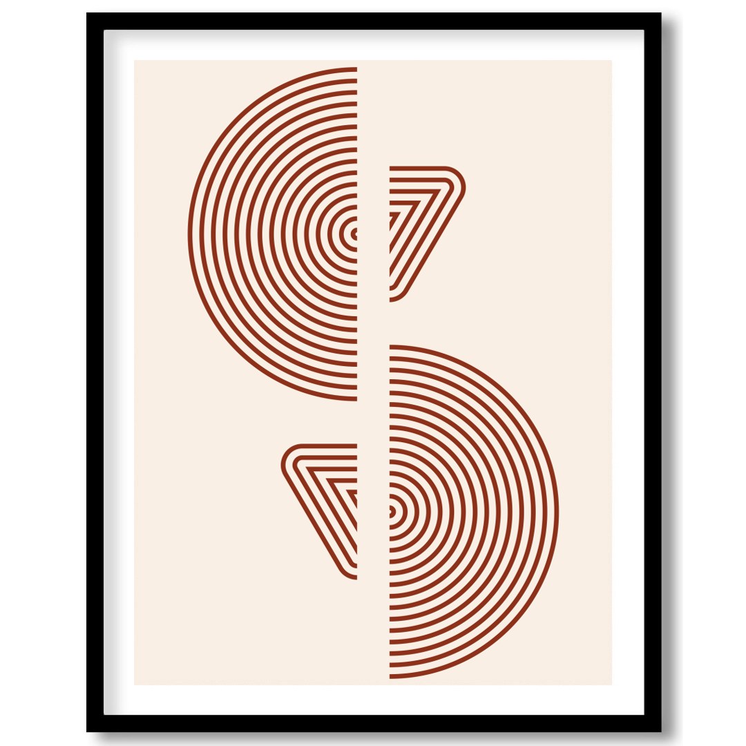 Elevate your space with this modern geometric wall art, featuring concentric circles and triangles for home