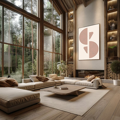 Elevate your space with this modern geometric wall art, featuring concentric circles and triangles for Living Room