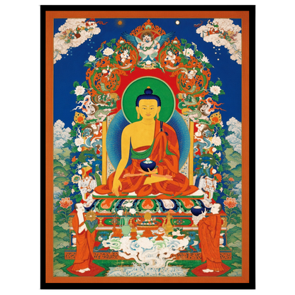 Immerse yourself in tranquility with this exquisite Tibetan Thangka artwork depicting the serene for room