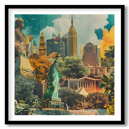 Experience the mesmerizing blend of nature and architecture in this cityscape collage. The dynamic for dwelling