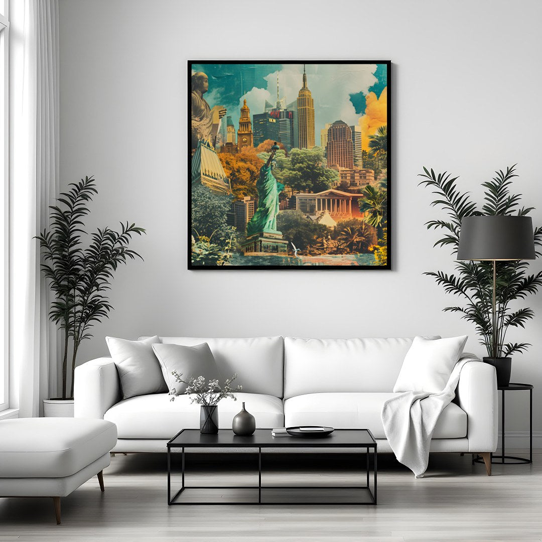 Experience the mesmerizing blend of nature and architecture in this cityscape collage. The dynamic for Sitting Area