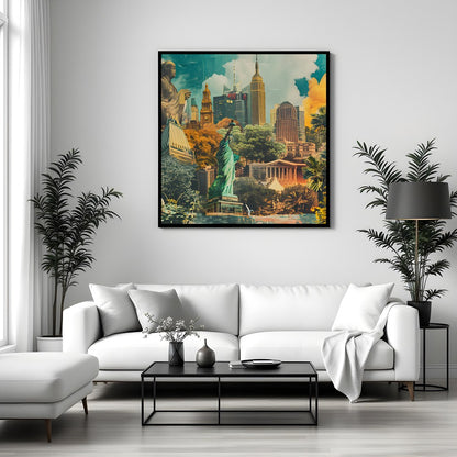 Experience the mesmerizing blend of nature and architecture in this cityscape collage. The dynamic for Sitting Area