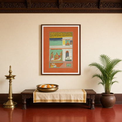 Immerse in the elegance of courtly life with this exquisite Ragamala artwork depicting a noblewoman for Entrance