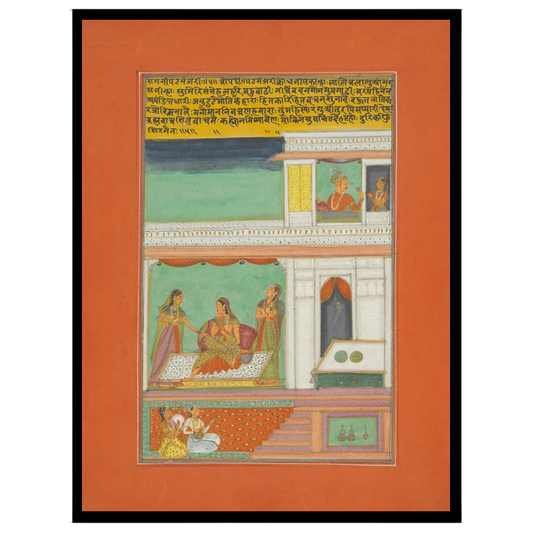 Immerse in the elegance of courtly life with this exquisite Ragamala artwork depicting a noblewoman for place