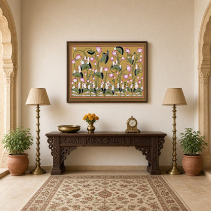 Capture the essence of harmony and abundance with this exquisite Pichwai artwork, featuring the for Hallway
