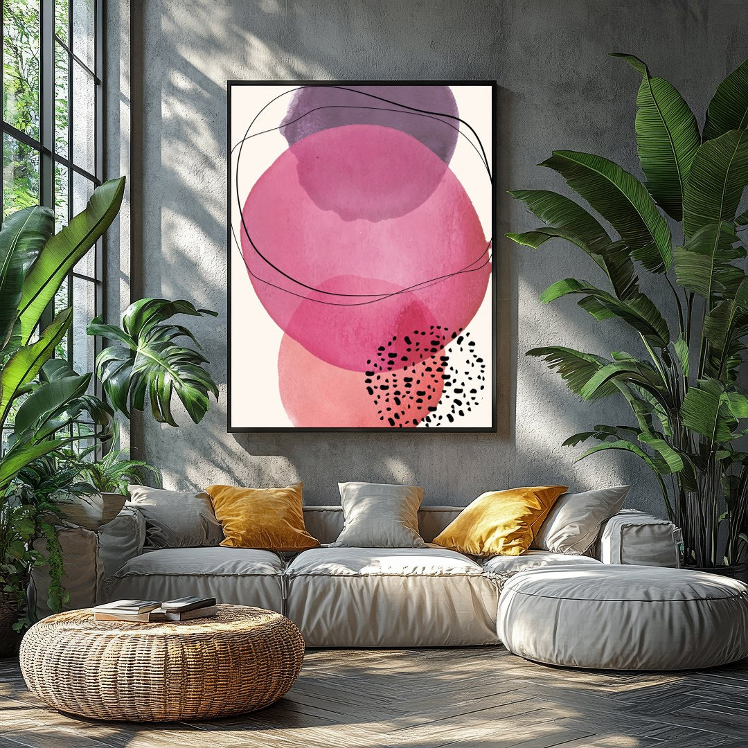 Dive into the soothing embrace of 'Harmonious Pink Abstract Circles', a captivating blend of for Balcony
