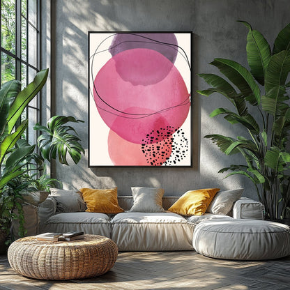 Dive into the soothing embrace of 'Harmonious Pink Abstract Circles', a captivating blend of for Balcony