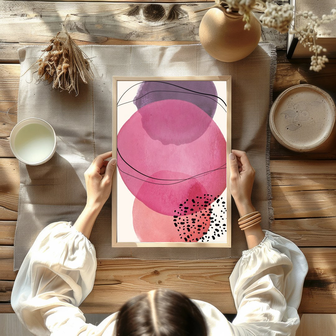 Dive into the soothing embrace of 'Harmonious Pink Abstract Circles', a captivating blend of for decor