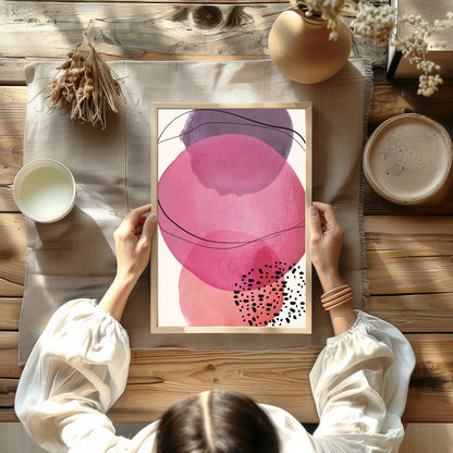 Dive into the soothing embrace of 'Harmonious Pink Abstract Circles', a captivating blend of for decor