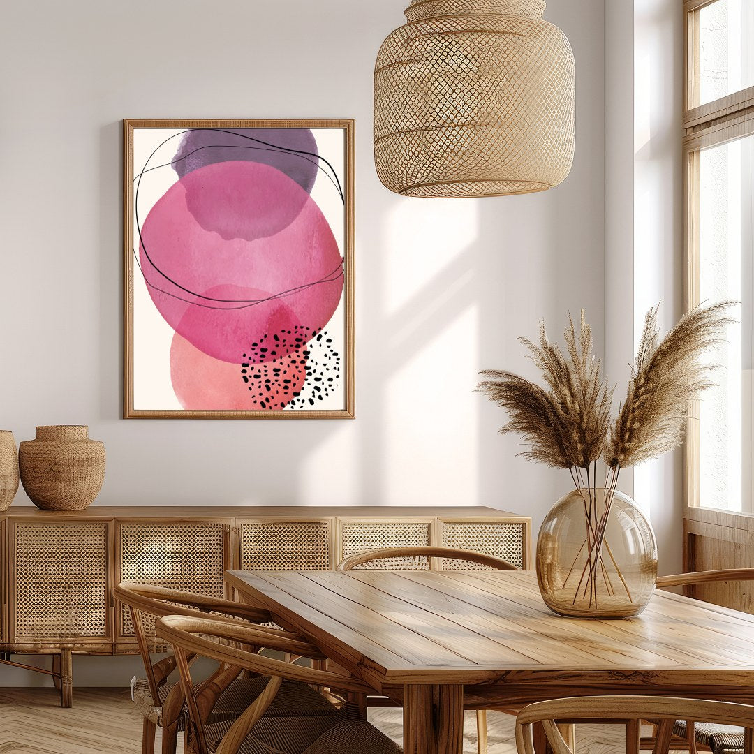 Dive into the soothing embrace of 'Harmonious Pink Abstract Circles', a captivating blend of for Extra Kitchen