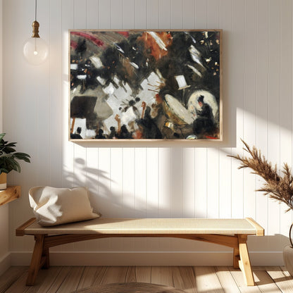 Experience the dynamic energy of an orchestra captured in abstract form. This artwork blends bold for Hallway