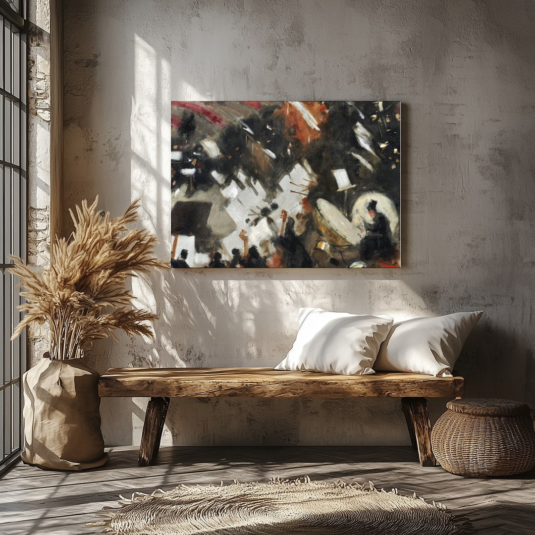 Experience the dynamic energy of an orchestra captured in abstract form. This artwork blends bold for Veranda