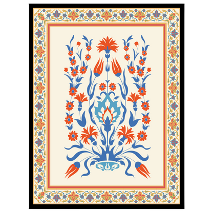 This exquisite art print captures the elegance of Mughal floral designs with a vibrant Turkish for kitchen
