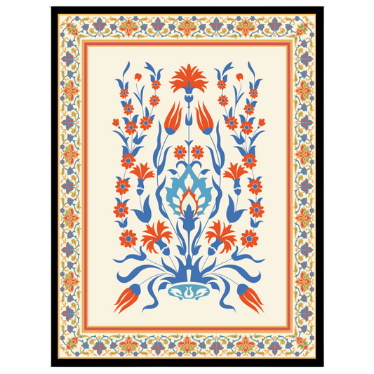 This exquisite art print captures the elegance of Mughal floral designs with a vibrant Turkish for kitchen