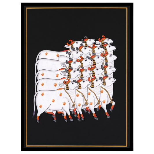 Embrace the serene beauty of the Pichwai tradition with this captivating artwork featuring a for studio