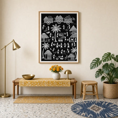 Immerse yourself in the timeless beauty of rural life with this captivating Warli art print. The for Entrance
