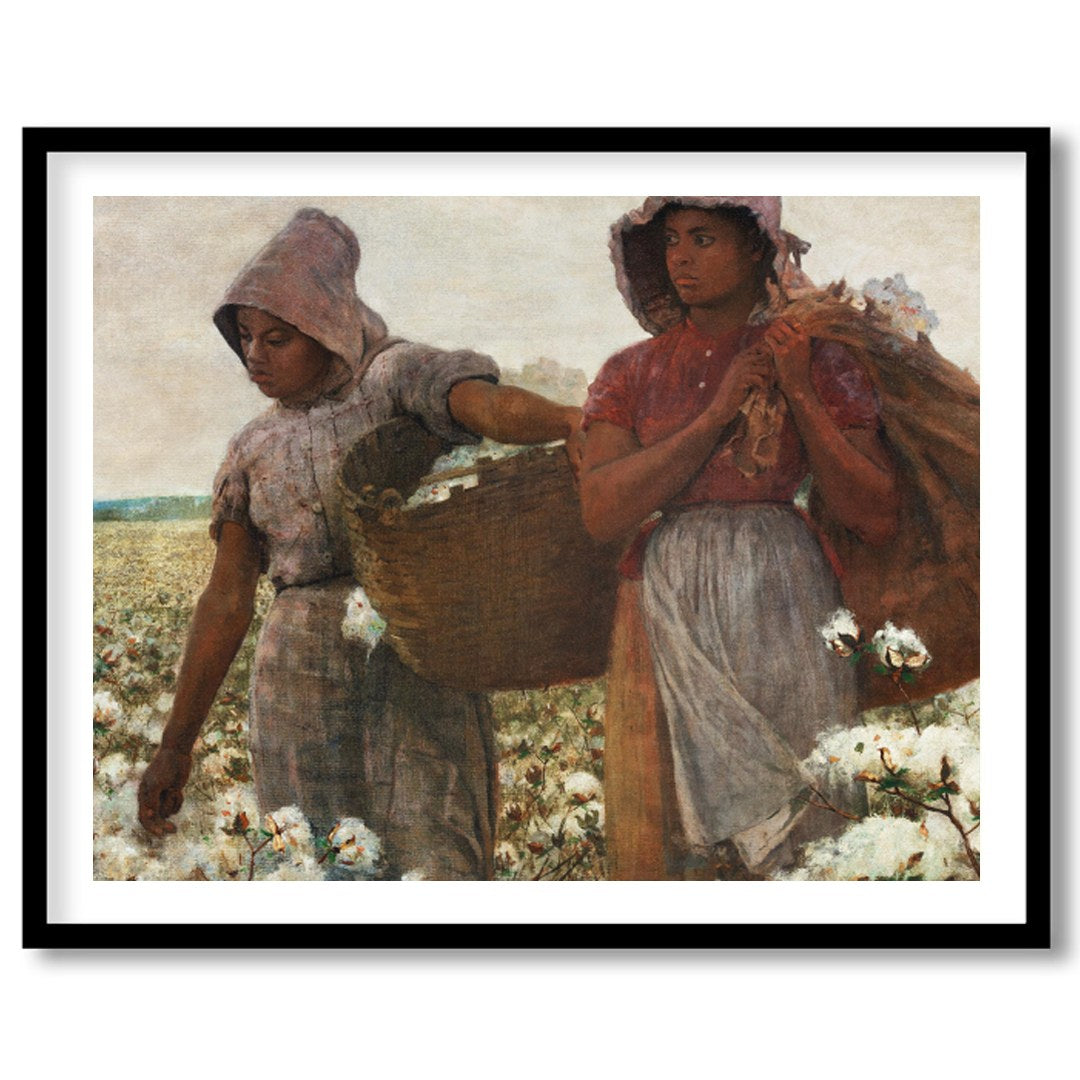 Immerse yourself in the serene landscape of two women laboring in a vast cotton field. The warm, for bedroom