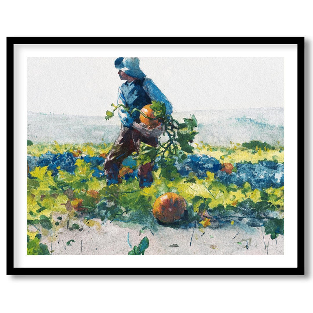 Immerse yourself in the pastoral beauty of 'Harvest Stroll'. This captivating watercolor painting for dwelling