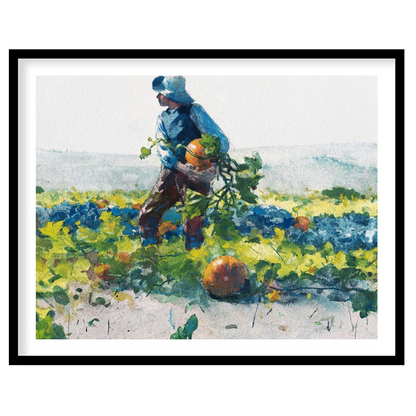 Immerse yourself in the pastoral beauty of 'Harvest Stroll'. This captivating watercolor painting for dwelling