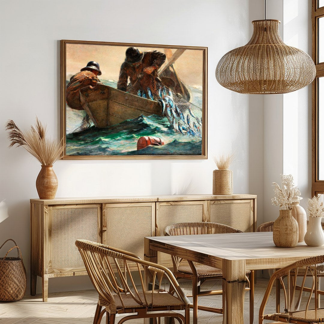 Dive into the tumultuous beauty of the ocean with 'Haul of the Sea: A Fisherman's Journey.' This for Dining