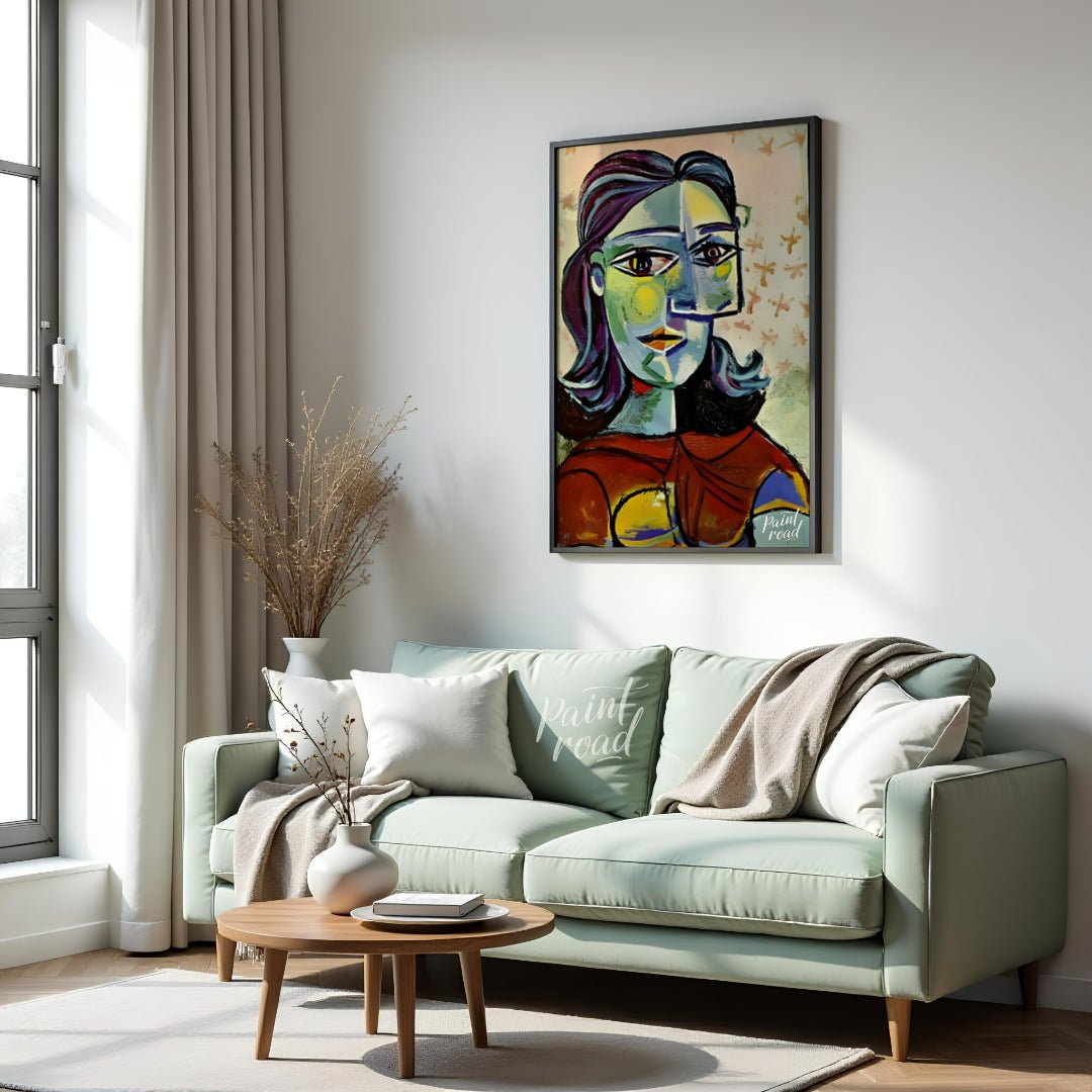 “Head of a Woman” by Pablo Picasso is a powerful and characteristic example of his Cubist portraitu… for living room