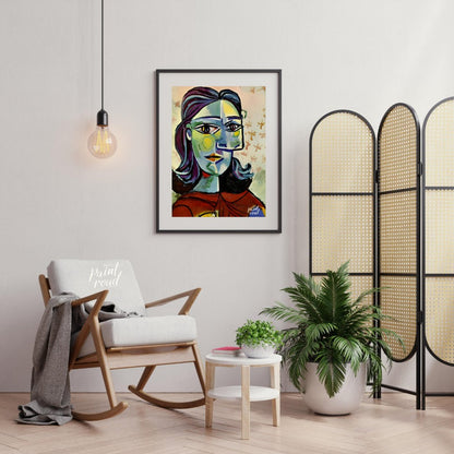 “Head of a Woman” by Pablo Picasso is a powerful and characteristic example of his Cubist portraitu… for living room
