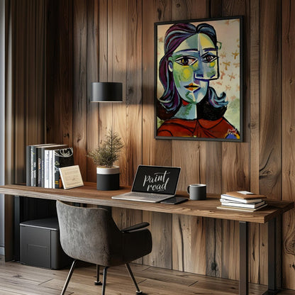 “Head of a Woman” by Pablo Picasso is a powerful and characteristic example of his Cubist portraitu… for office