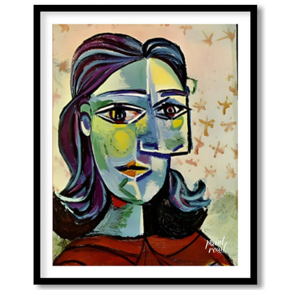“Head of a Woman” by Pablo Picasso is a powerful and characteristic example of his Cubist portraitu… for place