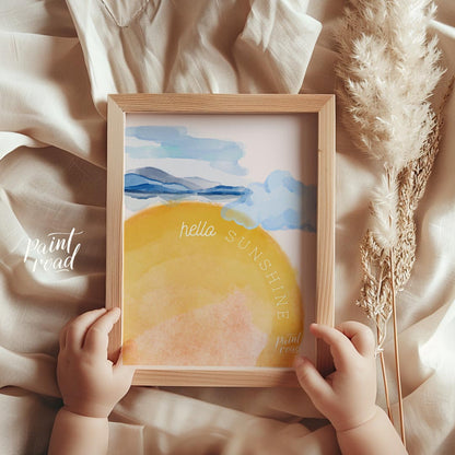 This vibrant and uplifting watercolor illustration captures the essence of a bright, sunny day. A l… for nursery