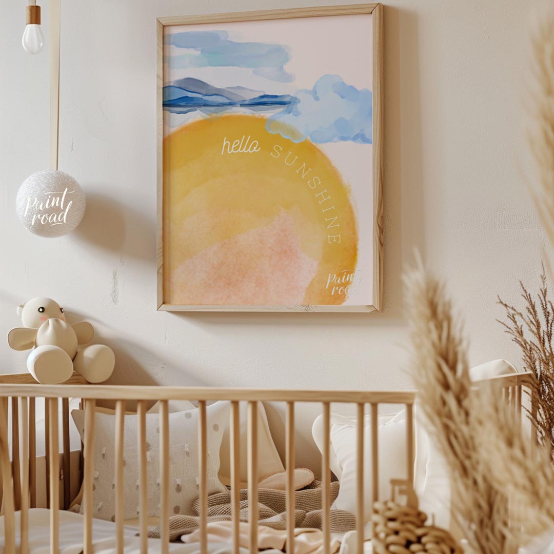 This vibrant and uplifting watercolor illustration captures the essence of a bright, sunny day. A l… for nursery