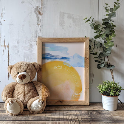 This vibrant and uplifting watercolor illustration captures the essence of a bright, sunny day. A l… for nursery